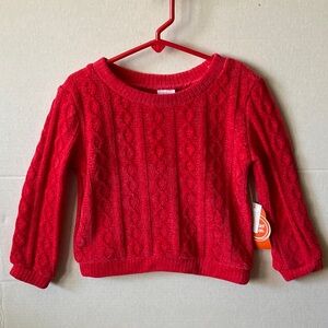 Wonder Nation Girls 3T Red Holiday Cable Knit Sweater NWT